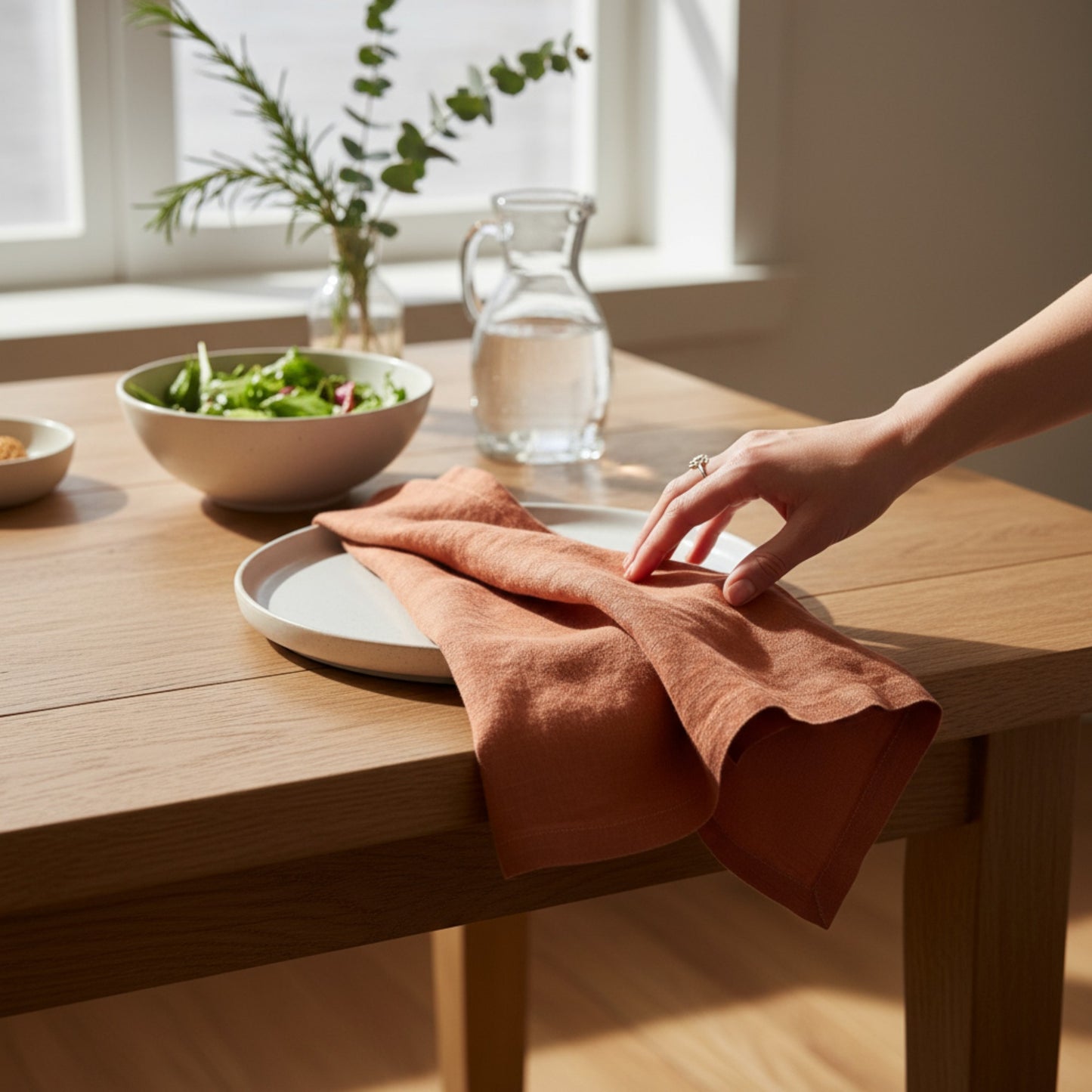 Rustic Orange Linen Napkins – 200% French Flax – Stonewashed Pure Linen Cloth Napkins – Size 45cm x 45cm – Set of 4