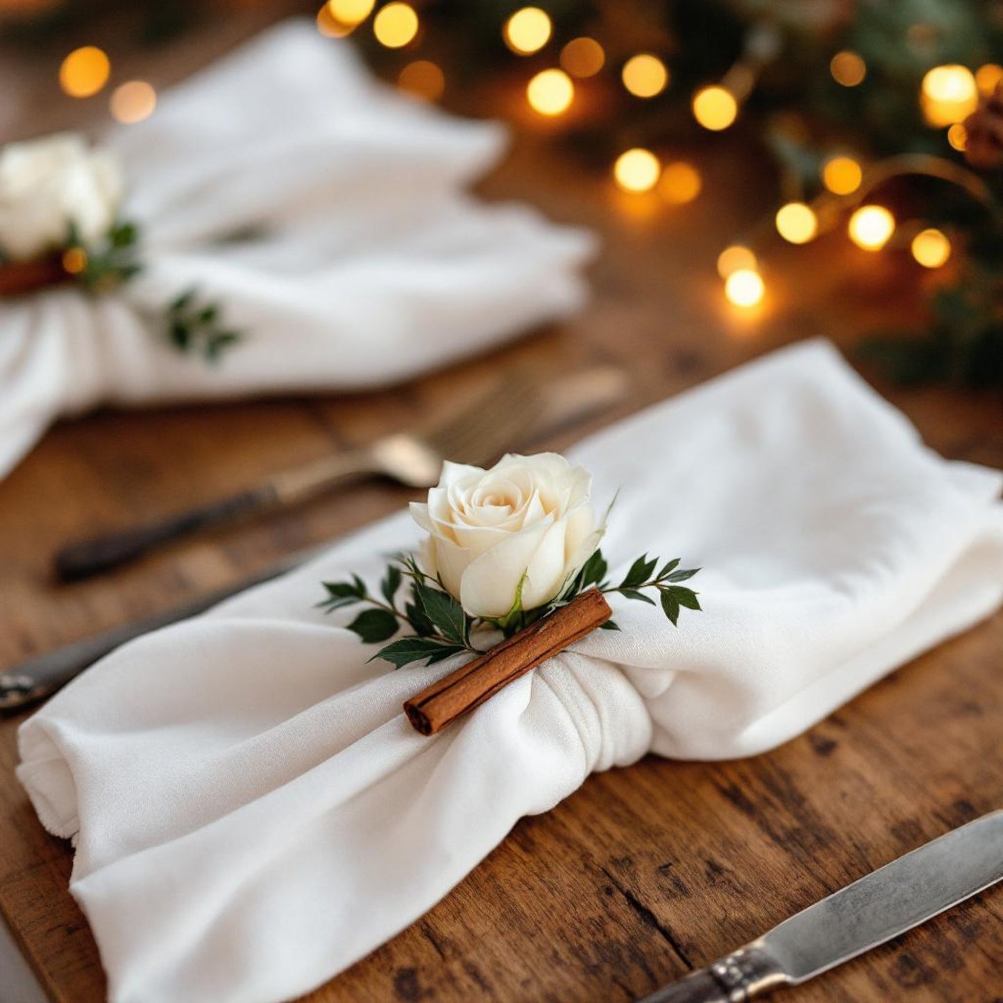 White Linen Napkins – 100% French Flax – Stonewashed Pure Linen Cloth Napkins – Mitered Corners – Set of 4