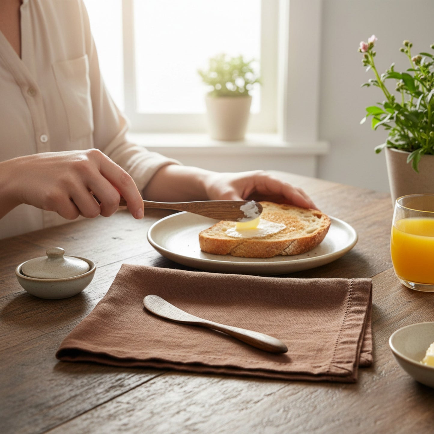 Hemstitched Linen Napkins – Hazelnut Brown – 50cm x 50cm – Stonewashed Pure Linen Cloth Dinner Napkins – 100% French Flax – Set of 4