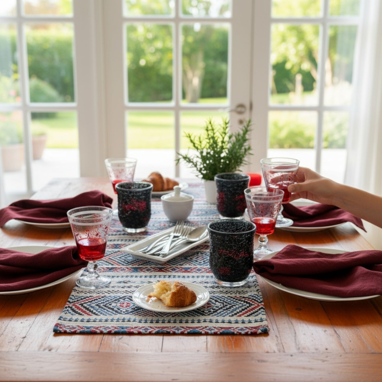 Burgundy Linen Napkins – 100% French Flax – Stonewashed Pure Linen Cloth Napkins – Size 45cm x 45cm – Set of 4