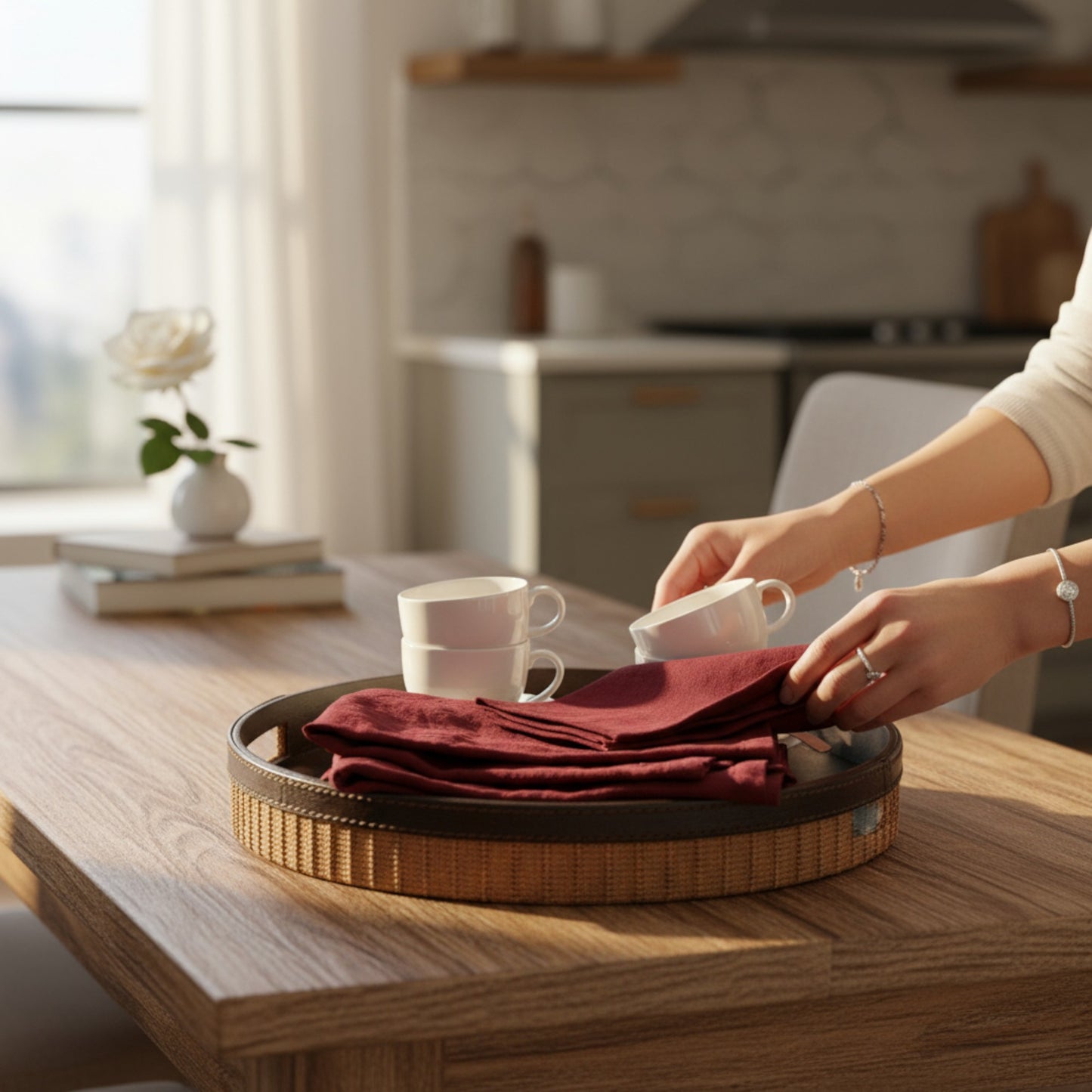 Burgundy Linen Napkins – 100% French Flax – Stonewashed Pure Linen Cloth Napkins – Size 45cm x 45cm – Set of 4
