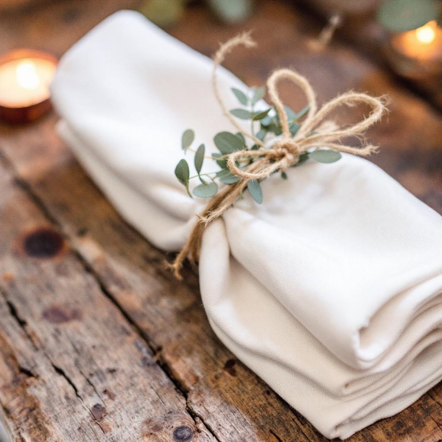 White Linen Napkins – 100% French Flax – Stonewashed Pure Linen Cloth Napkins – Mitered Corners – Set of 4